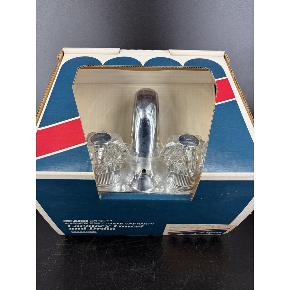 Vintage Sears Antique Lavatory Faucet Drain 42 20448 Chrome Plate NEW 80-90's